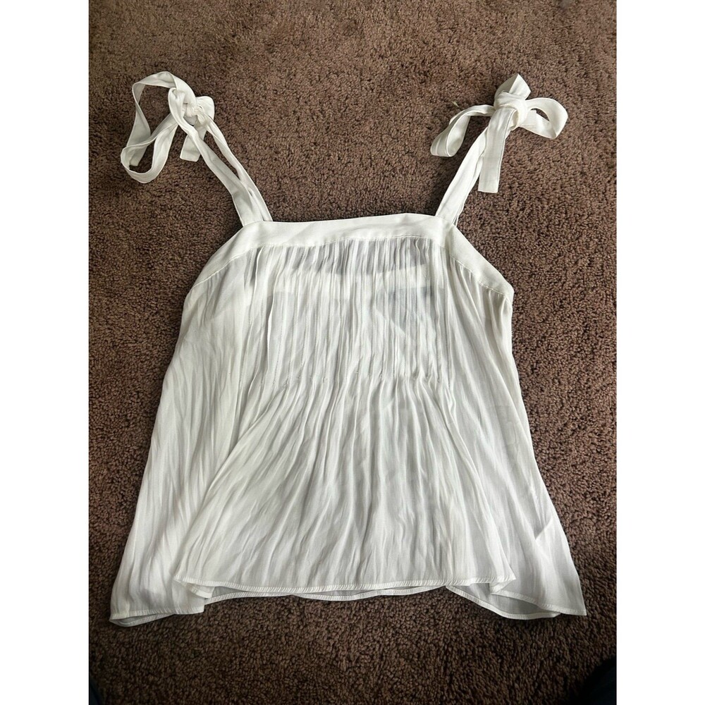 Forever 21 White Sheer Tank Top Medium Tie Strap Sleeveless Boho